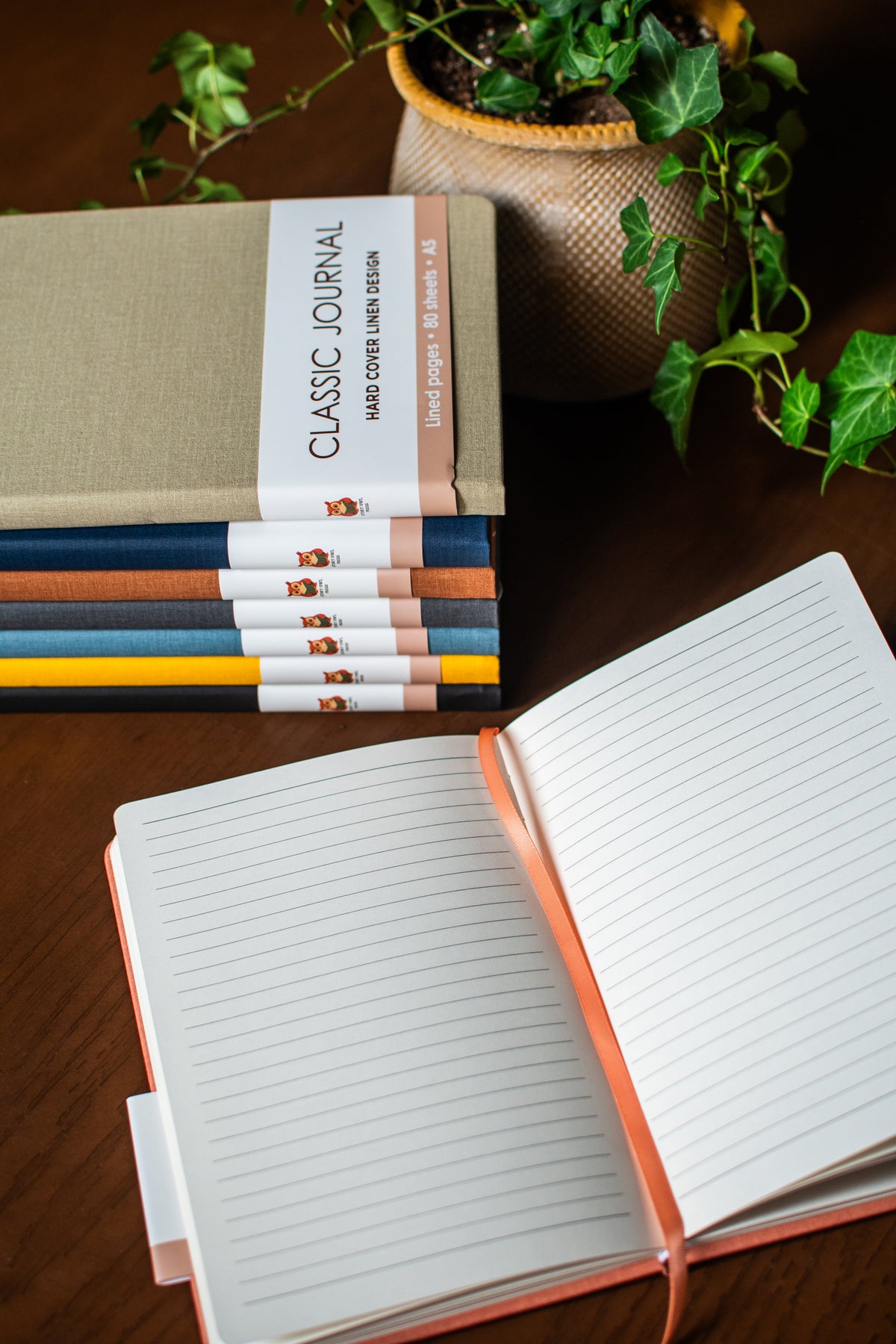 Colorful Linen-Lined Journals – Set of 8