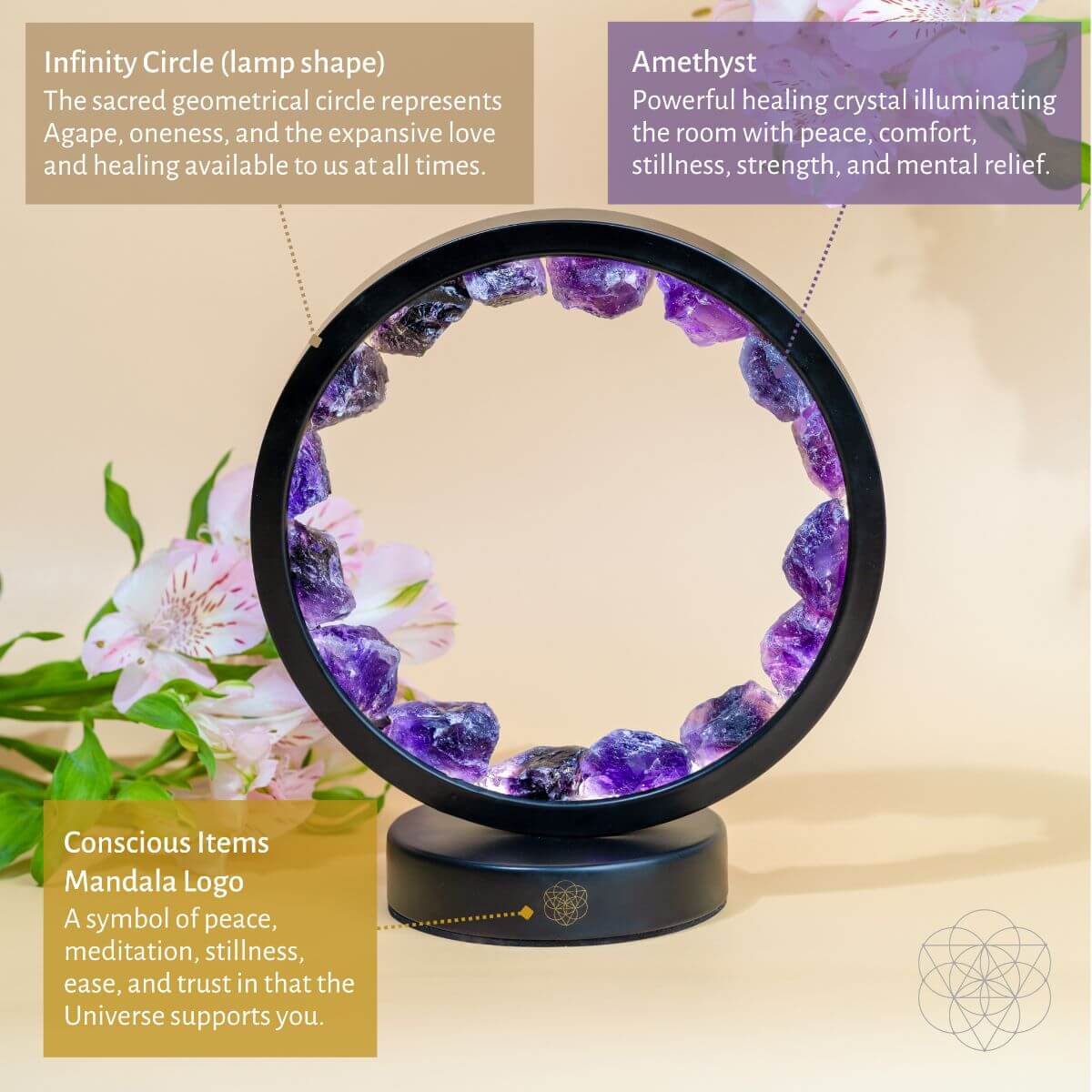 I Am At Peace – Amethyst Lamp